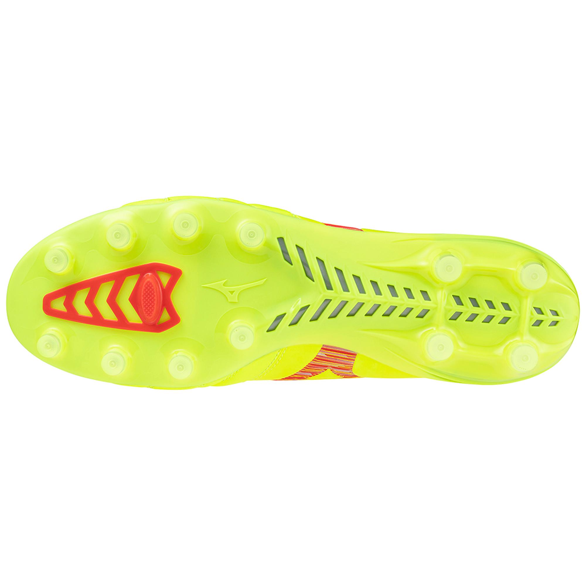 Morelia Neo IV Elite FG Firm Ground KL Soccer Cleat, Safety Yellow/Fiery Coral - Image 2
