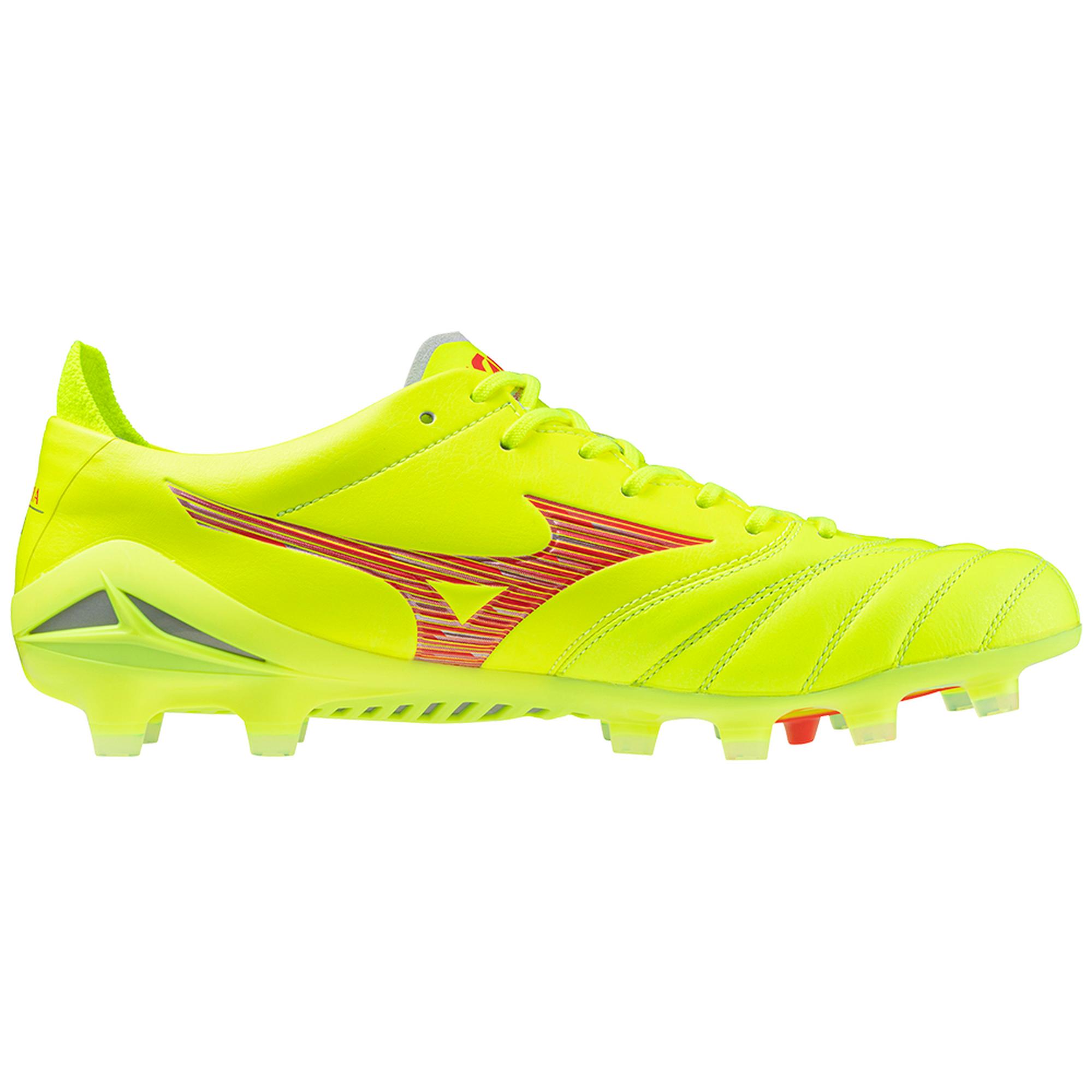Morelia Neo IV Elite FG Firm Ground KL Soccer Cleat, Safety Yellow/Fiery Coral - Image 3