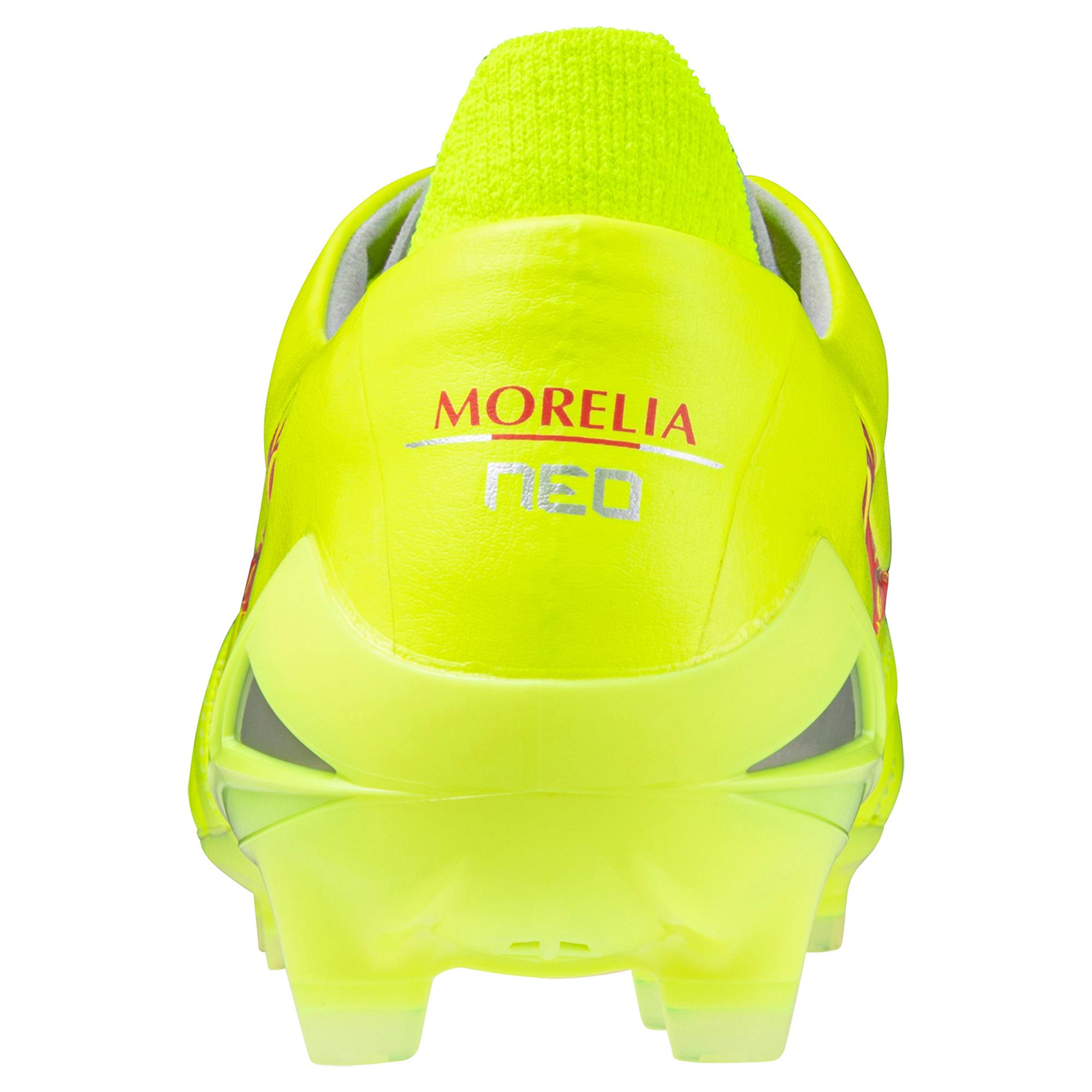 Morelia Neo IV Elite FG Firm Ground KL Soccer Cleat, Safety Yellow/Fiery Coral - Image 5