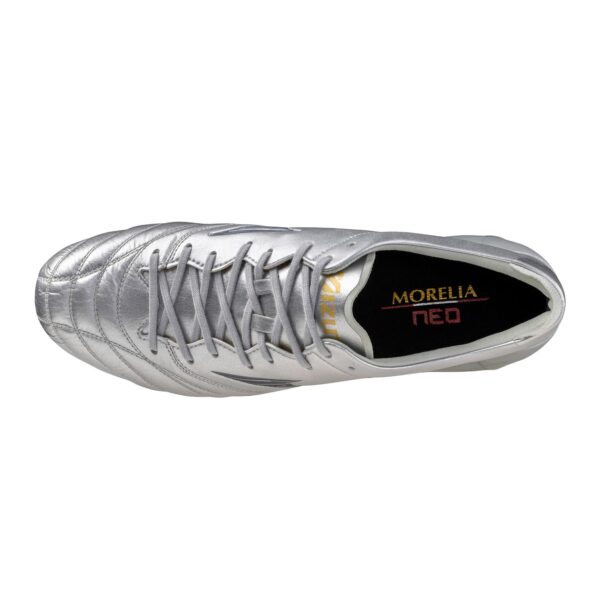 Morelia Neo IV Elite FG Firm Ground KL Soccer Cleat, Platinum Silver - Image 4