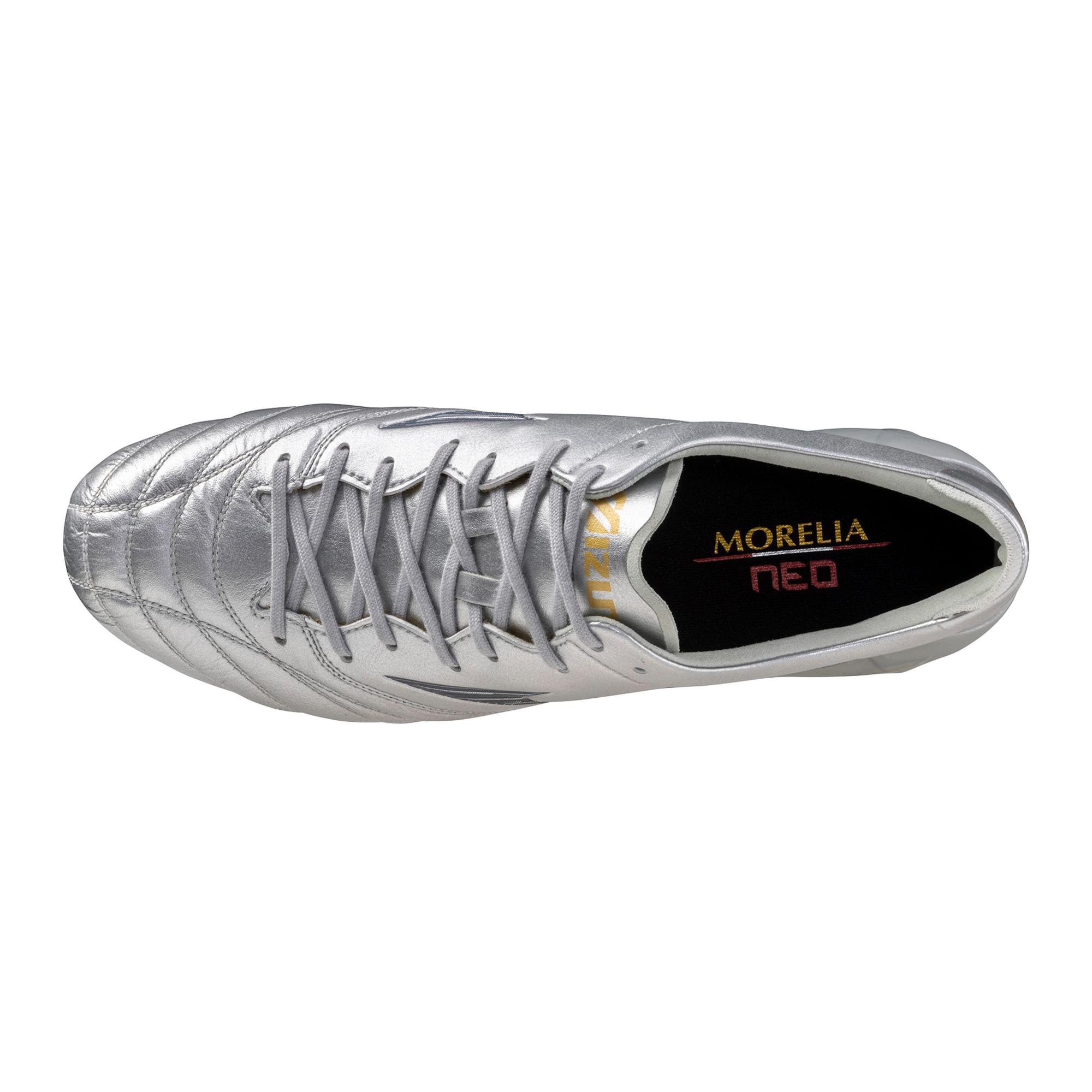 Morelia Neo IV Elite FG Firm Ground KL Soccer Cleat, Platinum Silver - Image 4