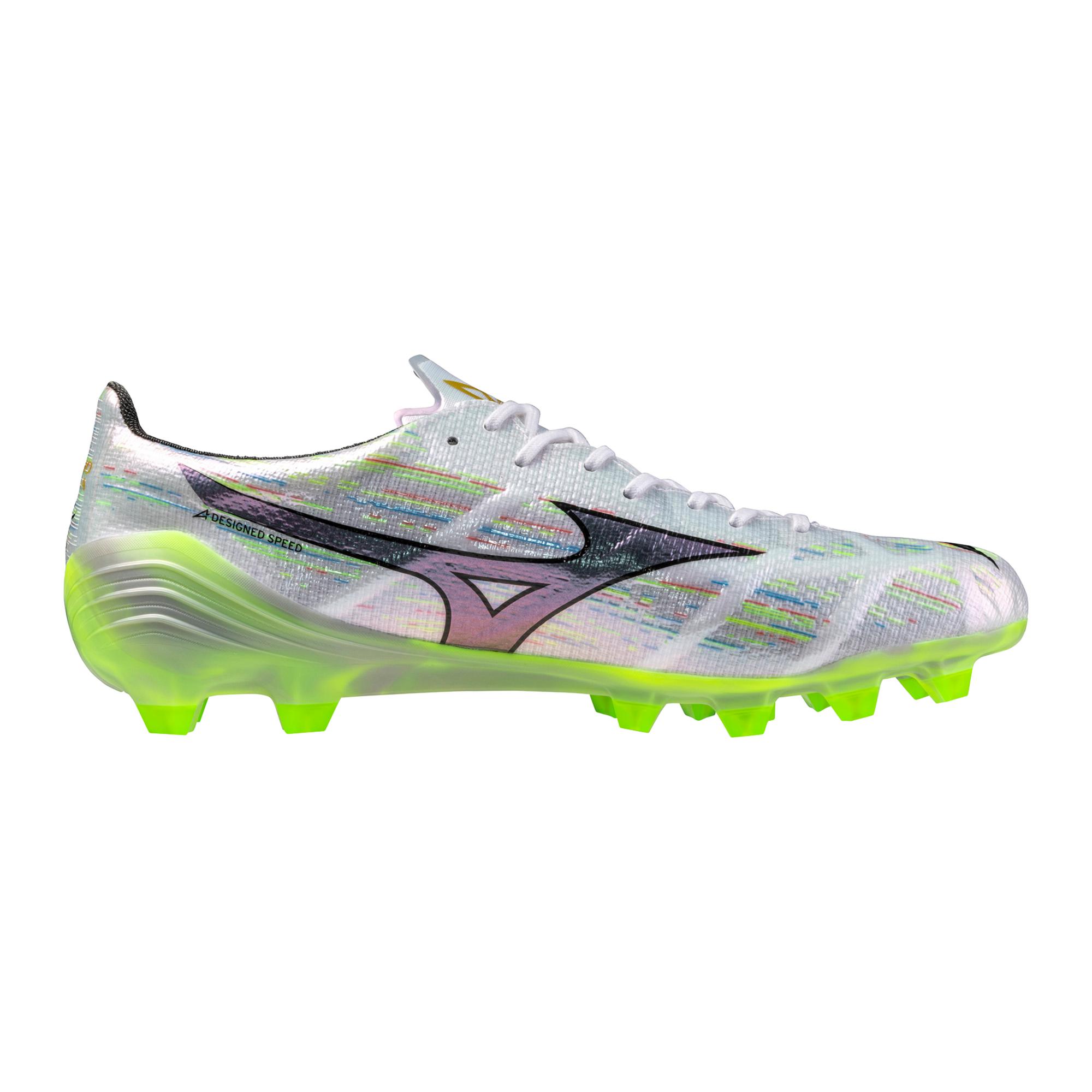 Mizuno Alpha II Elite FG Firm Ground Soccer Cleat, White/Neon Green - Image 3