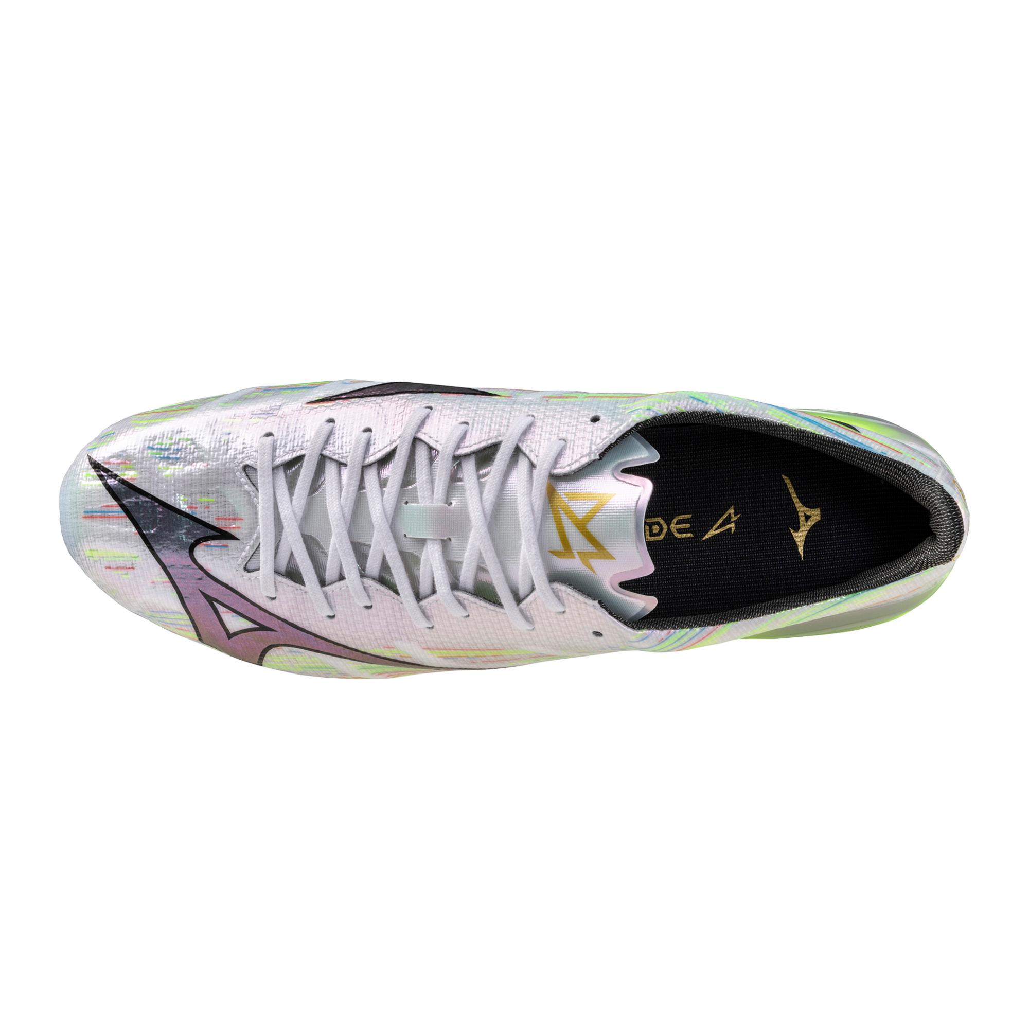 Mizuno Alpha II Elite FG Firm Ground Soccer Cleat, White/Neon Green - Image 4